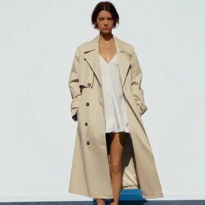 ZARA Long oversized trench coat Light beige | 1255/720/721 Size XS-S NWT